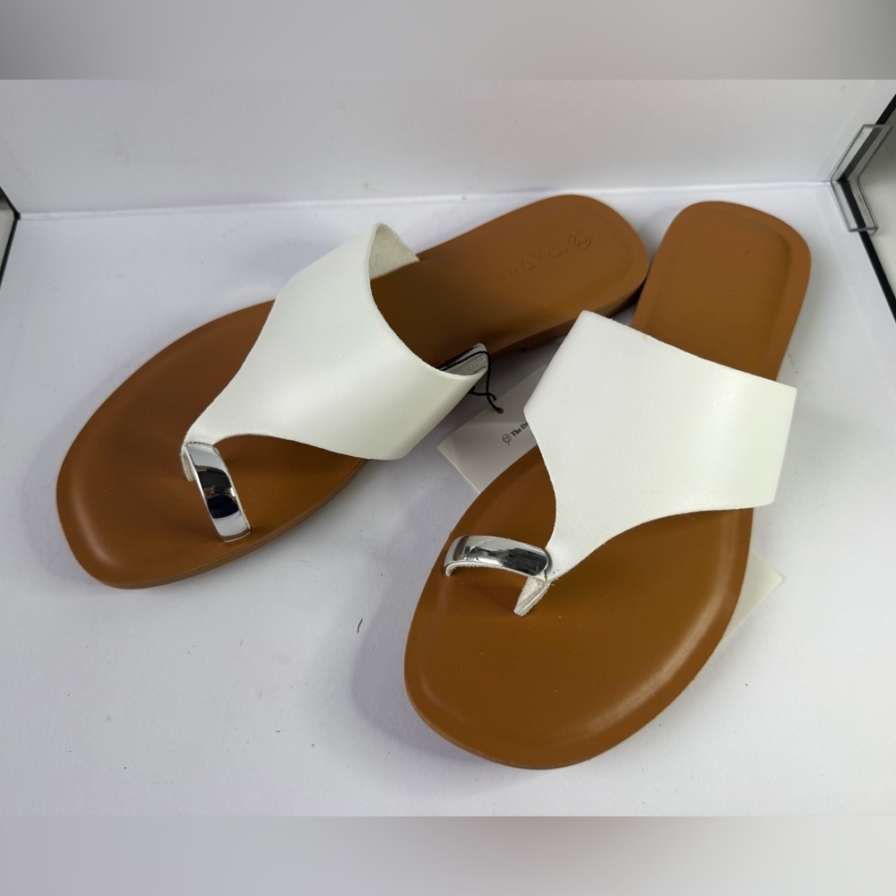 The Drop Tan/Silver Toe Ring Sandals Women’s Various Slip-On Minimalist Comfort